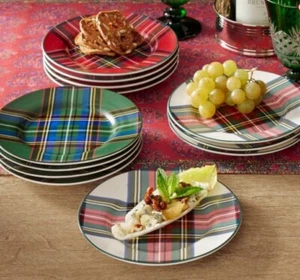 Pottery Barn Stewart Plaid Appetizer Plates, Set Of 12 - Picture 1 of 4