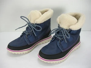 NEW SOREL COZY CARNIVAL NYLON FAUX SHEARLING WINTER SNOW ANKLE BOOTS WOMEN'S 6.5 - Picture 1 of 12