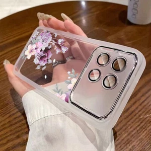Case For Xiaomi Redmi Note 14 13 12 11 Pro 13T Flowers Glass Lens Silicone Cover - Picture 1 of 19