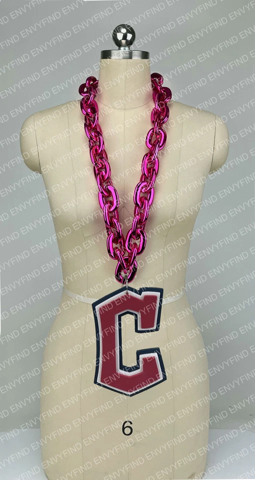 New MLB CLEVELAND GUARDIANS BACKS Jumbo Big PINK Fan Chain Necklace Foam MI USA - Image 1 of 3