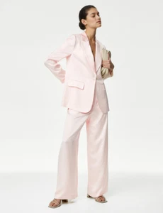M&S Autograph Satin Relaxed Single Breasted Blazer Jacket Size 14 BNWT - Picture 1 of 4