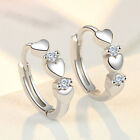 Cute 925 Silver Heart Earrings Hoop for Women Cubic Zirconia Wedding Jewelry