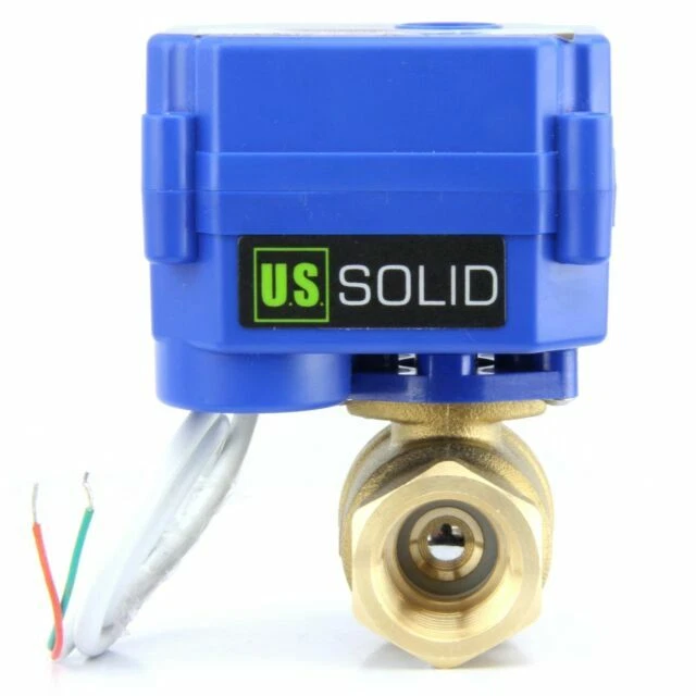U.S. Solid Ball Valve 1/2” 9-24V AC/DC Brass Motorized Ball Valve with Full Port