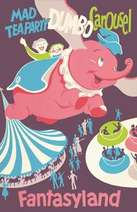 Fantasyland Retro Attraction Poster Print 11x17 Dumbo Carousel Disney - Picture 1 of 4