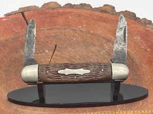 Early Unbranded Bone handled 2 Blade Canoe style Pocket knife--2958.24 - Picture 1 of 11