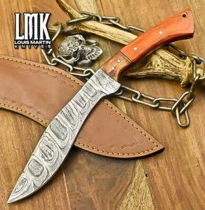 LMK Hot Item Kukri Knife Twist Damascus Hard Wood Wooden Bolster EDC Collectible - Picture 1 of 10
