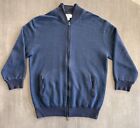 Brioni Blue Wool/Silk/Cashmere Knit Full Zip Bomber Sweater Jacket Us36/38 Small