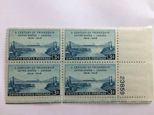 US 1948 USA Scott# 961 Canada USA Friendship Bridge Railroad Block 4 MNH - Picture 1 of 2