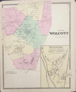 Antique Map Wolcott, CT - FW Beers Atlas of New Haven County 1868 - Foto 1 di 1
