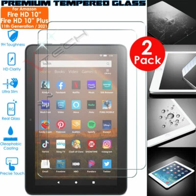 2 Pack TEMPERED GLASS Screen Protector for Amazon Fire HD 10 / Plus 2021 / 11th - Image 1 of 4