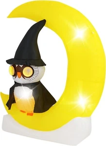 RETRO STYLE HALLOWEEN ELECTRIC AIRBLOWN OUTDOOR INFLATABLE DECORATION OWL MOON - Picture 1 of 3