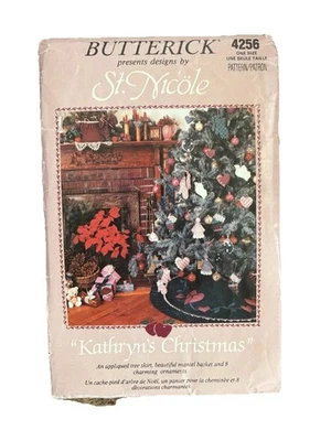 VTG Pattern Christmas Tree Skirt Ornaments Basket Butterick 4256 St Nicole - Image 1 of 4