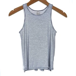 Athleta Girl Grey Stripe Double Layer Tank Top Size Medium 8/10 - Picture 1 of 11