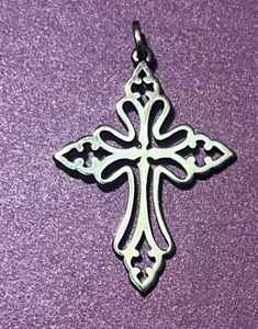 James Avery Heilige Cäcilia durchbrochener Kreuzanhänger Sterling nicht mehr produziert - Bild 1 von 4