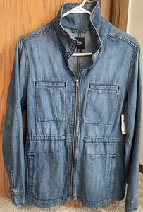 Women’s Gap Zip-Up Denim Jean Shirt Jacket Size Large - Picture 1 of 6