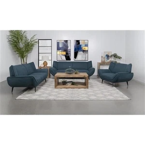 Pemberly Row 3-piece Mid-Century Fabric Upholstered Living Room Sofa Set Teal - Picture 1 of 13