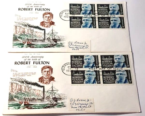 ROBERT FULTON (Inventor) FDI 5c 1965 Cover Lot of 2 - Picture 1 of 3