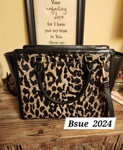 ❣️Elegant Brahmin Aubree Snow Leopard Print Croco Embossed Leather Satchel NWT - Picture 1 of 5