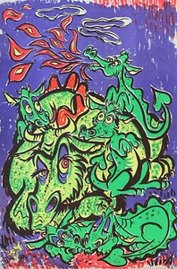 Póster Blacklight 1968 original vintage Crazy Dragons 24x36" por Commune ¡GENIAL!! - Imagen 1 de 6