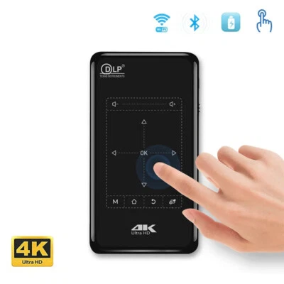 P09 Mini DLP Projector 4K Android 9.0 WiFi Bluetooth 1080P Home Theater System - Image 1 of 4