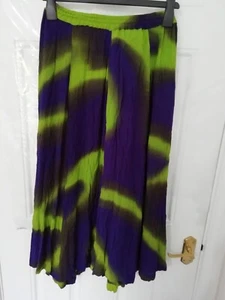 Gringo Originals Einheitsgröße grün lila Rock Crinkle Taschen Midi Maxi Viskose - Bild 1 von 9