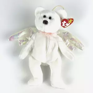 Ty Beanie Babies Halo White Angel Iridescent Wings Bear Beanie Baby New w/ Tags - Picture 1 of 9