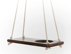 Mango Wood and Rope Hanging Planter Table - You add plant and knick-knack 12" - Picture 1 of 2