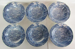 Vintage Wedgwood Small Blue Tunstall Avon Cottage Enoch Dishes Set Of Six - Picture 1 of 14