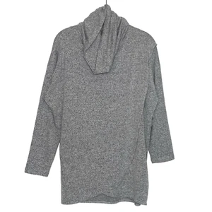 NALLY & MILLIE Sweater Top L/XL Heather Grey Lagenlook Cowl Neck Soft Fleece EUC - Picture 1 of 5