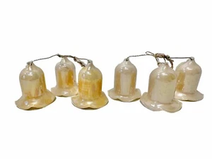 Vintage Champagne Iridescent Set Of 6 Glass Clusters Bell Christmas Ornaments - Picture 1 of 22