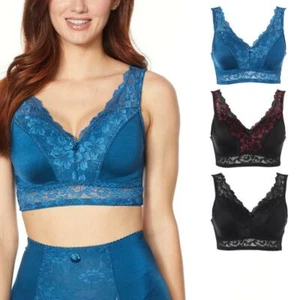 Rhonda Shear 3-pk Pin-Up Bra with Lace Back Detail-Darks-Large-730630-NEW - Picture 1 of 3