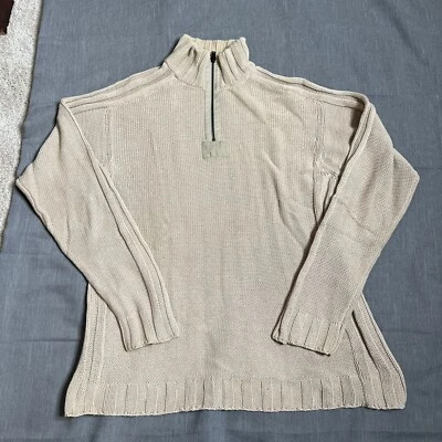 Suéter tejido algodón beige cremallera 1/4 DKNY para hombre talla S Foto 1 de 4