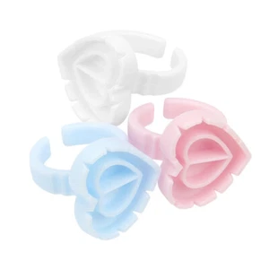 25 pcs Eyelash Glue Holder Grafting Eyelashes Quick Blossom Ring Cup White UK - Picture 1 of 4