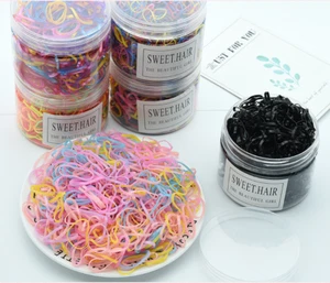 X500 mehrfarbige dünne Poly Gummi Zöpfe Haargummibänder Bommeln Pferdeschwanz - Bild 1 von 7