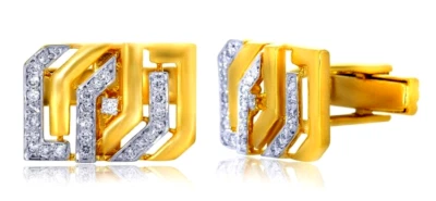 1.10ct Natural round diamond 14k solid yellow gold wedding men cufflinks - Image 1 of 3