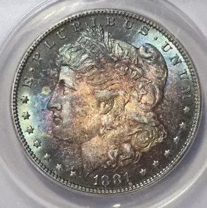 1881-O Morgan Silber Dollar ANACS AU55 Details (861) - Bild 1 von 4