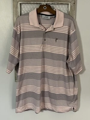 Polo de golf Ashworth para hombre talla XL rosa a rayas Foto 1 de 4