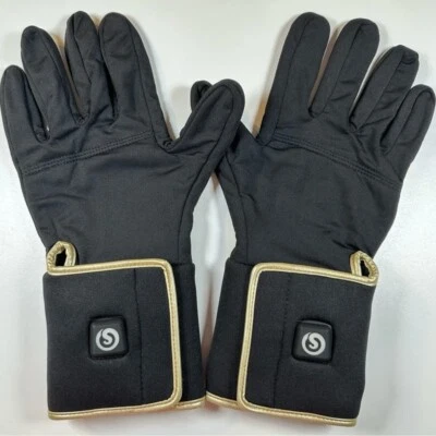 Электрические перчатки с подогревом от аккумулятора (унисекс, для улицы/помещения) размер XL/XXL (черные/золотистые) - Изображение 1 из 4