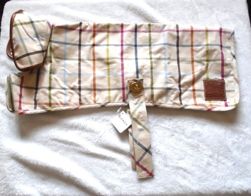 NUOVA GIACCA CAPPOTTO COACH A QUADRI MARRONE FINITURE IN PELLE TATTERSALL CANE TAGLIA GRANDE 60199