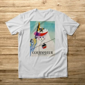 Camiseta Vintage Courmayeur Valle D' Aosta Nieve Sci Montaña Top - Imagen 1 de 2