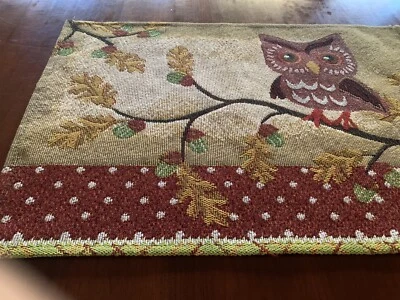 Set of 3 Tapestry Kitchen Placemats 13" x 19" Happy Owl on a Branch Mainstays - Image 1 of 4