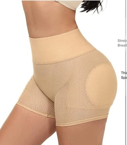NWT~ Lu's Chic sz M Padded Thigh Butt Lifter Panties Tummy Shaper Mesh Nude Ai24 - Picture 1 of 8