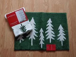 NWT LOT Target Wondershop Green Tree Shower Curtain AND Bath Rug Christmas 2024 - Picture 1 of 8