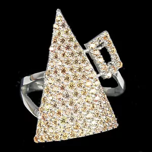Anello Misura 9 Zaffiro Multicolore Tondo Taglio Diamante Argento Sterling 925 - Foto 1 di 4