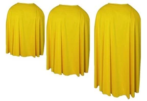 Adults Plain Yellow Superhero Cape Fancy Dress Costume Accessory [3 Sizes] - Picture 1 of 4