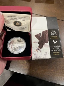 2013 Canada 20 Dollar The Bald Eagle Returning From The Hunt Fine Silver Coin - Picture 1 of 1