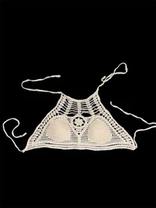 Rebellion Again Häkeltop elfenbein gefüttert Cups Gr. Medium Boho Chic Cottagecore - Bild 1 von 3