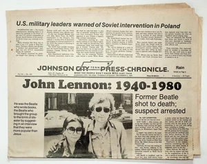 Johnson City Press-Chronicle Newspaper Dec 9 1980 John Lennon 1940-1980 - Picture 1 of 3
