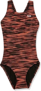 TYR SPORT Women's Durafast Fizzy Maxfit Swimsuit, Orange Black, 36 Large - Picture 1 of 3