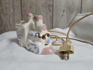 CHOO CHOO ceramic TRAIN NIGHT LIGHT, electric, 1920s-1950s braided cord, VTG - Picture 1 of 24